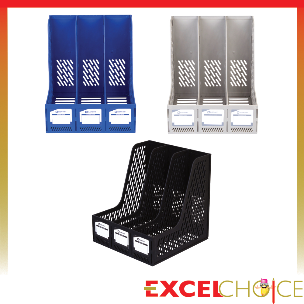 ตราช้าง กล่องเอกสารพลาสติก 3 ช่อง รุ่น 332617 สีดำ