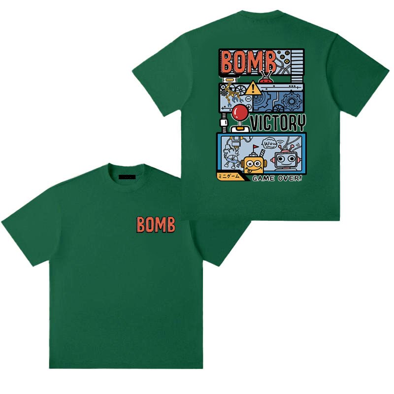 Lucifer （จัดส่งตลอด 24 ชั่วโมง） เกาหลี oversize คอกลม เสื้อยืด CMDXY0408 ผ่อน ผ้าคอตตอน ลายสกรีน ฤดูร้อน สบาย - รูปที่ 5