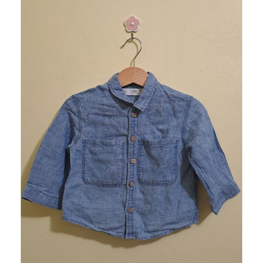 เสื้อเชิ้ตเด็กZaraไซส์80(9-12month)มือสองสภาพดี
