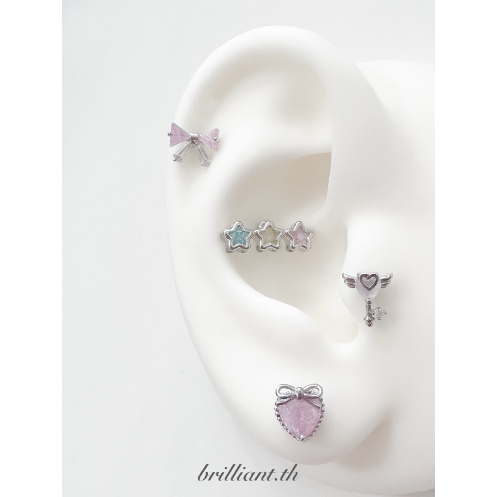 จิวหูเกาหลี ก้านแสตนเลสเกรดเครื่องมือแพทย์ Surgical Stainless Steel / Soft Starry