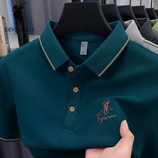 DIVPOLO 2321-Fเสื้อโปโลผู้ชาย สไตล์สปอร์ต แขนสั้น ผ้าฝ้ายแท้ ใส่สบาย เสื้อโปโล Unisex ผู้ชาย ผู้หญิง สีพื้น สไตล์มินิมอล