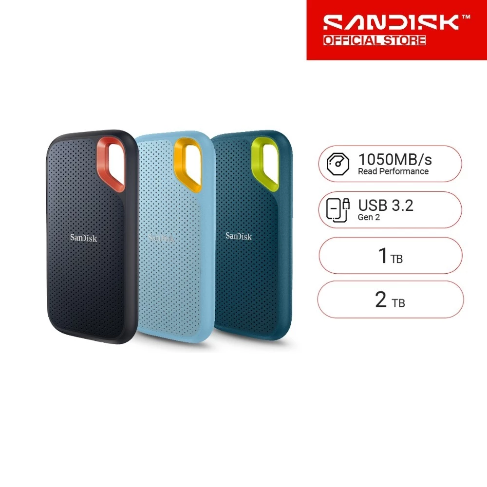 SanDisk Extreme Portable SSD (SDSSDE61) Read speed up to 1050MB/s, Write speed up to 1000MB/s