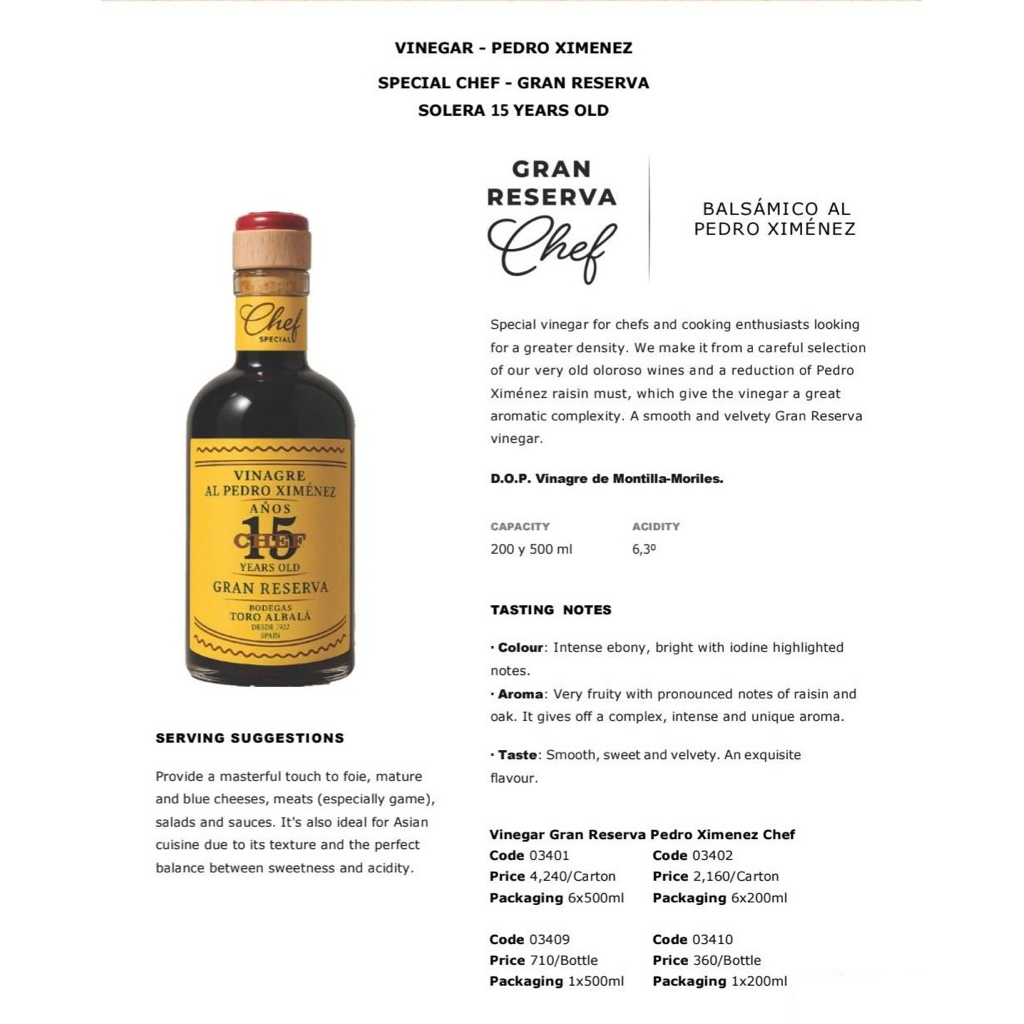 🇪🇸 BALSAMIC GRAN RESERVA CHEF BALSÁMICO AL PEDRO XIMÉNEZ 200ml