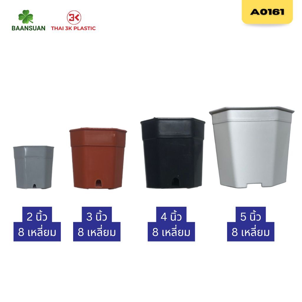 A0161 กระถาง ทรงแปดเหลี่ยม ขนาด 2 นิ้ว 3นิ้ว 4นิ้ว ชุด50ใบ 100ใบ ร้านจัดส่งทุกวัน