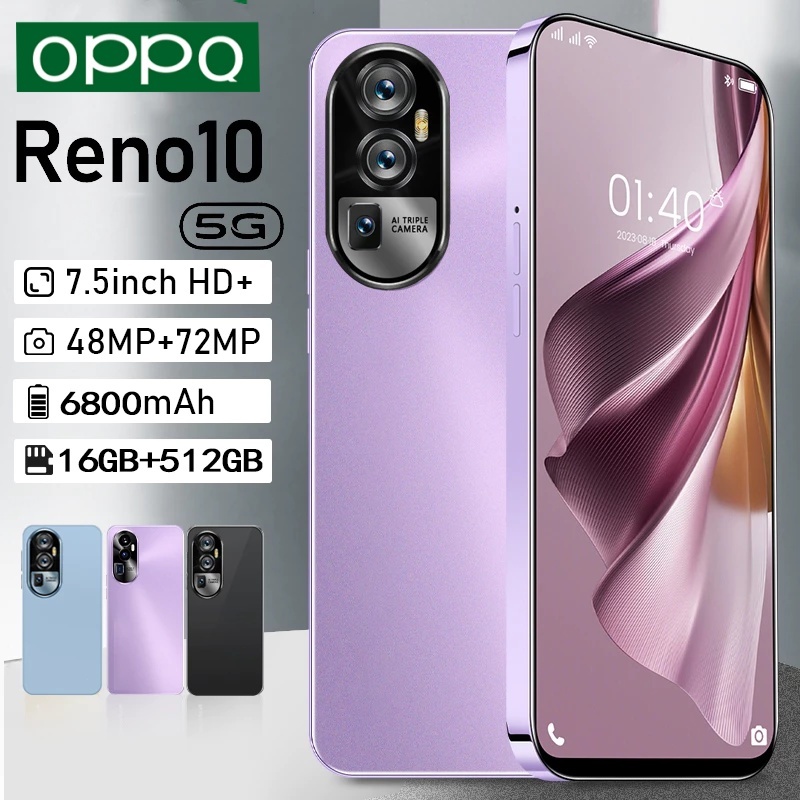 โทรศัพท์มือถือ Reno10 แรม16GB รอม512GB รองรับแอพธนาคาร 6800mAhชาร์จเร็ว 7.5นิ้ว หน้าจอเต็ม สมาร์ทโฟนจอใหญ่