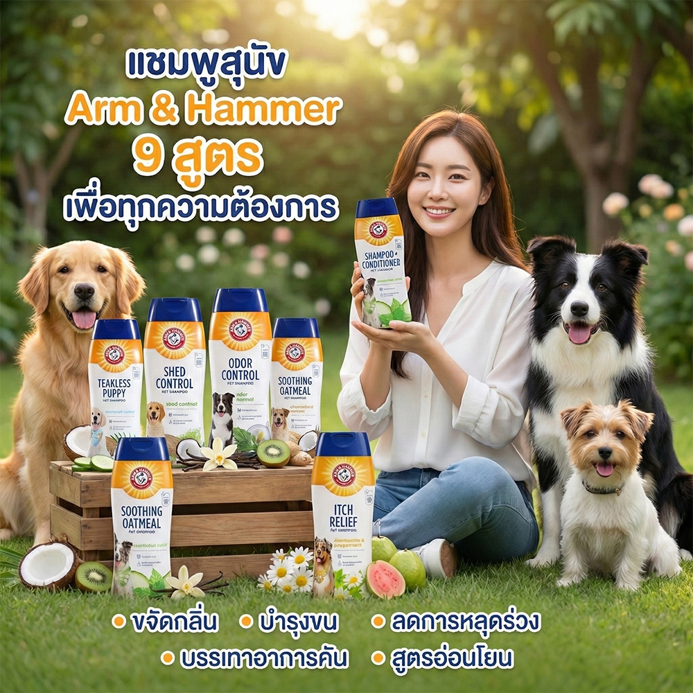 [แบรนด์แท้ USA🇺🇸] Arm and Hammer แชมพูสุนัข ลูกสุนัข แชมพูกำจัดกลิ่นตัว ขนหอม ขนนิ่ม