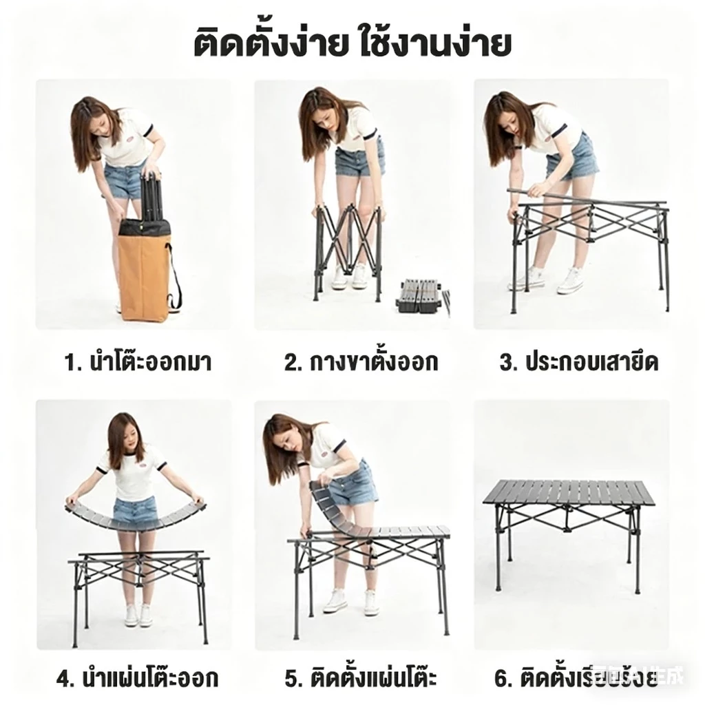 โต๊ะแคมป์ปิ้งพับได้ ชุดโต๊ะสนามพกพาอเนกประสงค์ thumbnail 10