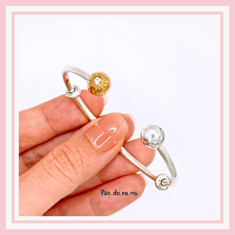 [พร้อมส่ง สินค้าแท้ 💯] กำไลหัวเปิดโรส Two-tone Sun & Moon Open Bangle - รูปที่ 2