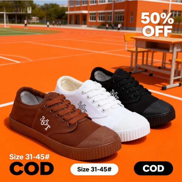 รองเท้านักเรียนชาย ผ้าใบลำลอง โลว์คัท ใส่เดินเรียนสบาย ไม่กัดเท้า ระบายอากาศดี ไซส์ 31–45 ส่งจากไทย 365T