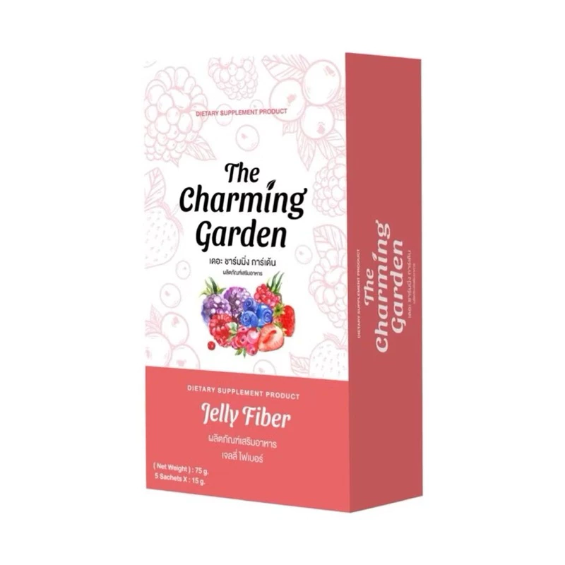 [ซื้อในไลฟ์ลด50%ของแท้] เจลลี่ ไฟเบอร์ The Charming Garden ดีท็อก 1กล่อง มี5ซอง