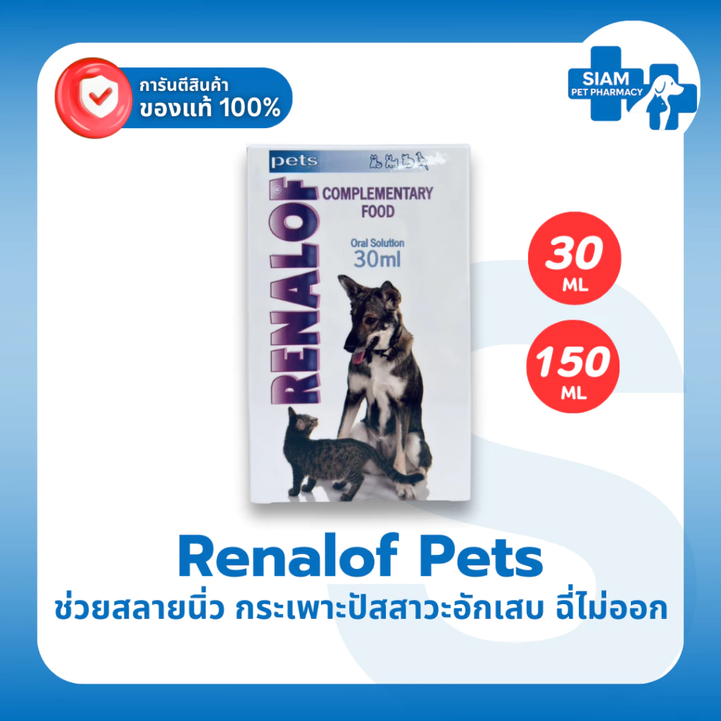 Renalof Pets รีน่าลอฟ เพ็ทส์ อาหารเสริมทางเดินปัสสาวะแมวหมา ลดนิ่ว กระเพาะปัสสาวะอักเสบ