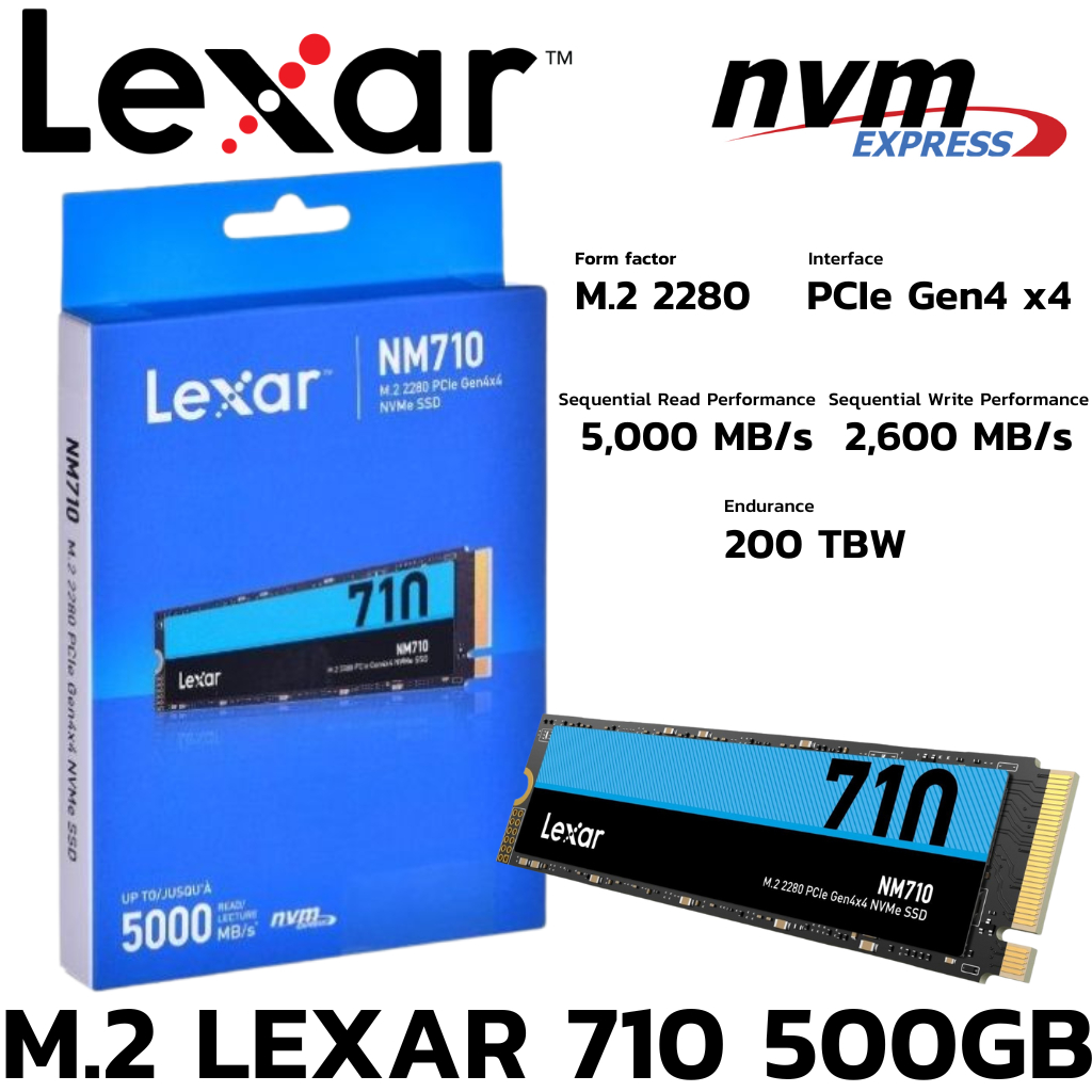 M.2 500 GB SSD M.2 PCIe 4.0 LEXAR NM710 NVMe M.2 2280