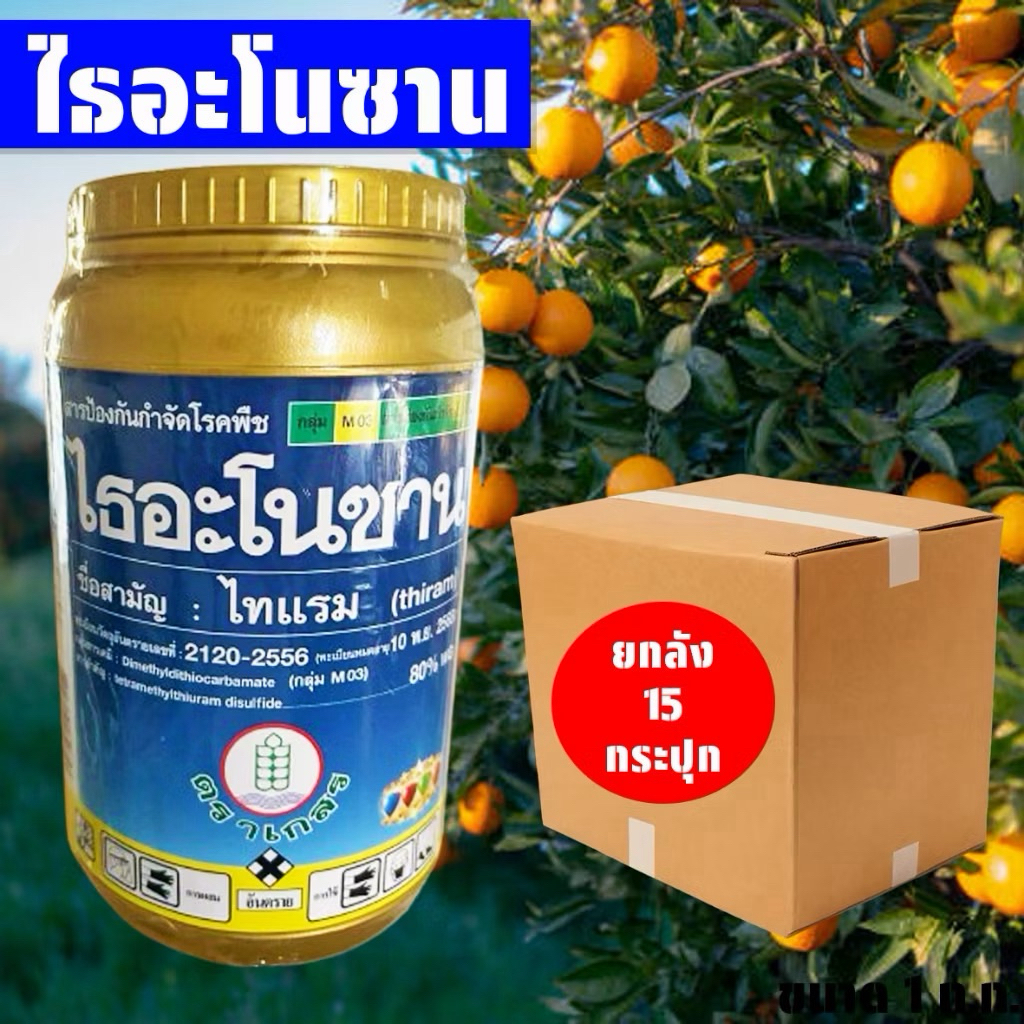 (ยกลัง15กระปุก)ไธอะโนซาน ขนาด 500 กรัม ไทแรม80%WG สารป้องกันและกำจัดโรคพืช สารกำจัดเชื้อรา แบคทีเรีย