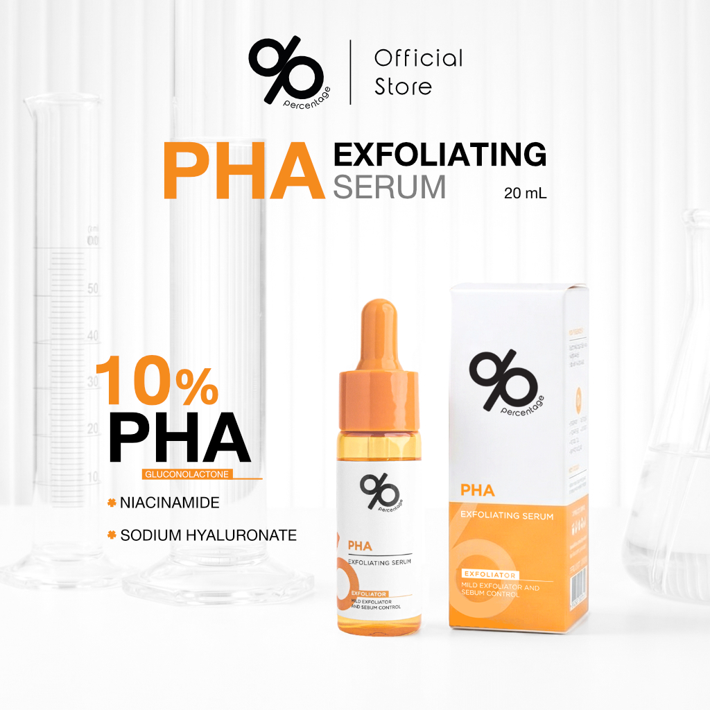 % Percentage PHA Exfoliating Serum 20 mL เซรั่มขวดส้ม สำหรับผู้มีปัญหารูขุมขนกว้าง อุดตัน ผลัดเซลล์