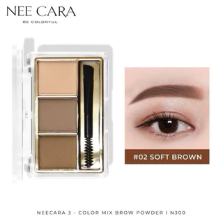 N300 NEE CARA นีคาร่า พาเลทคิ้ว พาเลทเขียนคิ้วเนื้อฝุ่น 3ช่อง เขียนคิ้ว คิ้วฝุ่น 3COLOR MIX BROW POWDER