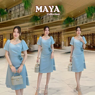 ชุดไปงานสาวอวบ ชุดทำงาน ชุดออกงานเรียบหรูดุแพง s-2xl แถมเข็มกลัดดอกไม้ 2 ดอกMAYA G148 กระโปรง2ชั้น ซับในสีตามชุด