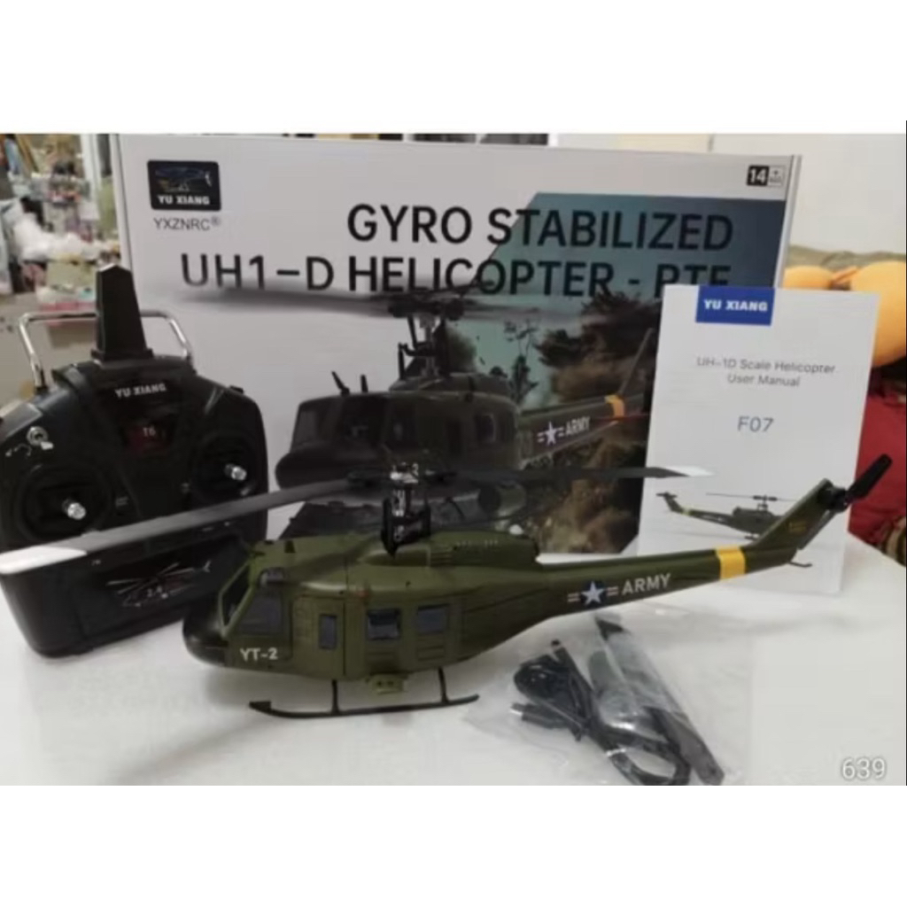 🇹🇭Yuxiang F07 UH-1 เฮลิคอปเตอร์ Aileronless 2.4G 6CH มอเตอร์คู่ 6 แกน Gyro RC Airplan