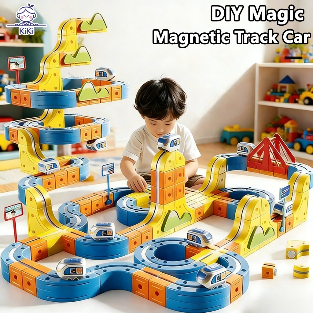 KiKi 💥ชุดรางรถไฟ 3 มิติขนาดใหญ่ ของเล่น DIY รถไฟใช้พลังงาน USB ประกอบง่าย ของขวัญที่สมบูรณ์แบบสำหรับลูกของคุณ