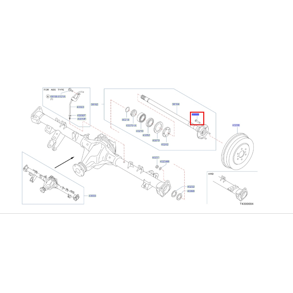 โบลท์ดุมล้อ สำหรับรถยนต์ NISSAN NAVARA (D40) อะไหล่แท้  43222-70T00