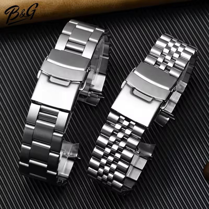 สายสแตนเลสตัน ขนาด 22 mm. ปลายโค้งเข้าตัวเรือน Curved End Link สำหรับ Seiko SKX007, SKX009 และ Seiko 5 Sport /Casio Duro