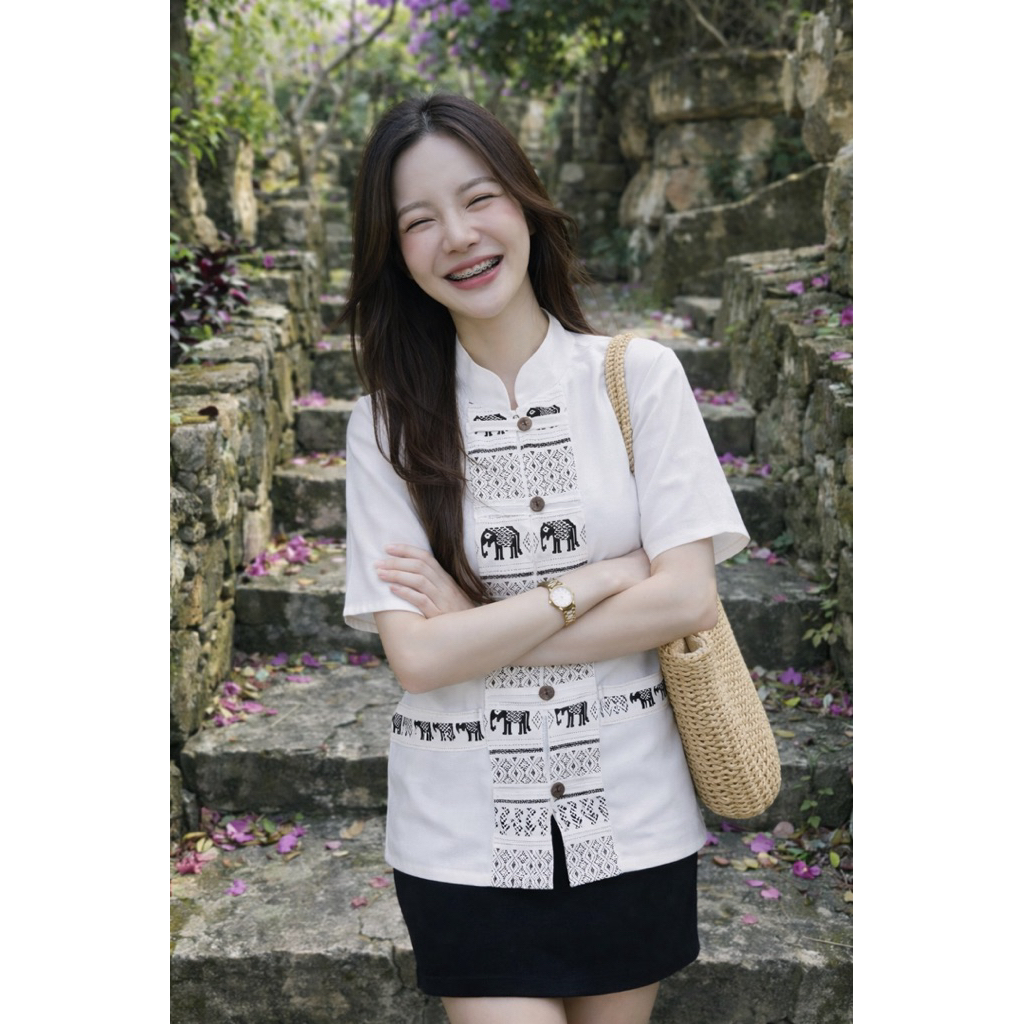 แบบเสื้อสีขาว ที่พร้อมส่ง ชุดที่1 ราคา ถูกที่สุด ดีลบีเคเค แกลเลอรีภาพที่ 7