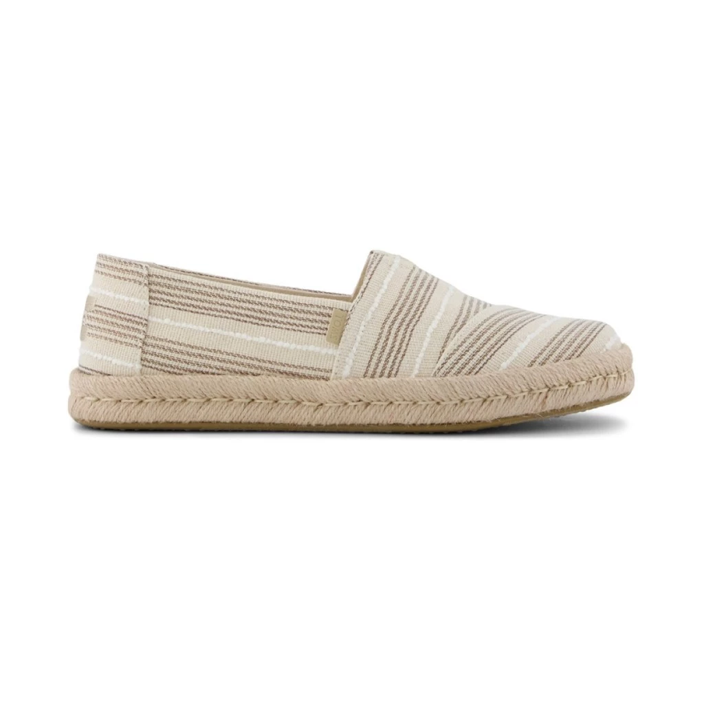 TOMS รองเท้าลำลองผู้หญิง สลิปออน รุ่น Alpargata Rope Sole 2.0 Natural Metallic Stripe (CG) รองเท้าลิขสิทธิ์แท้