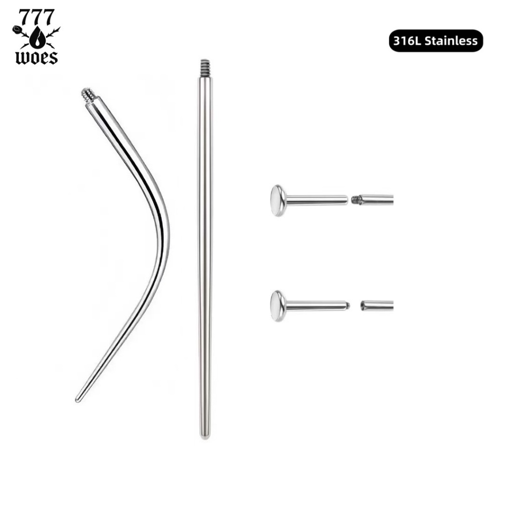 เข็มนำเจาะเข็มสอดสำหรับจิวเกลียวใน/นอกก้านโค้งอุปกรณ์ช่วยใส่จิวต่างหูจิวกระดูกอ่อนสะดือคิ้วลิ้นปาก