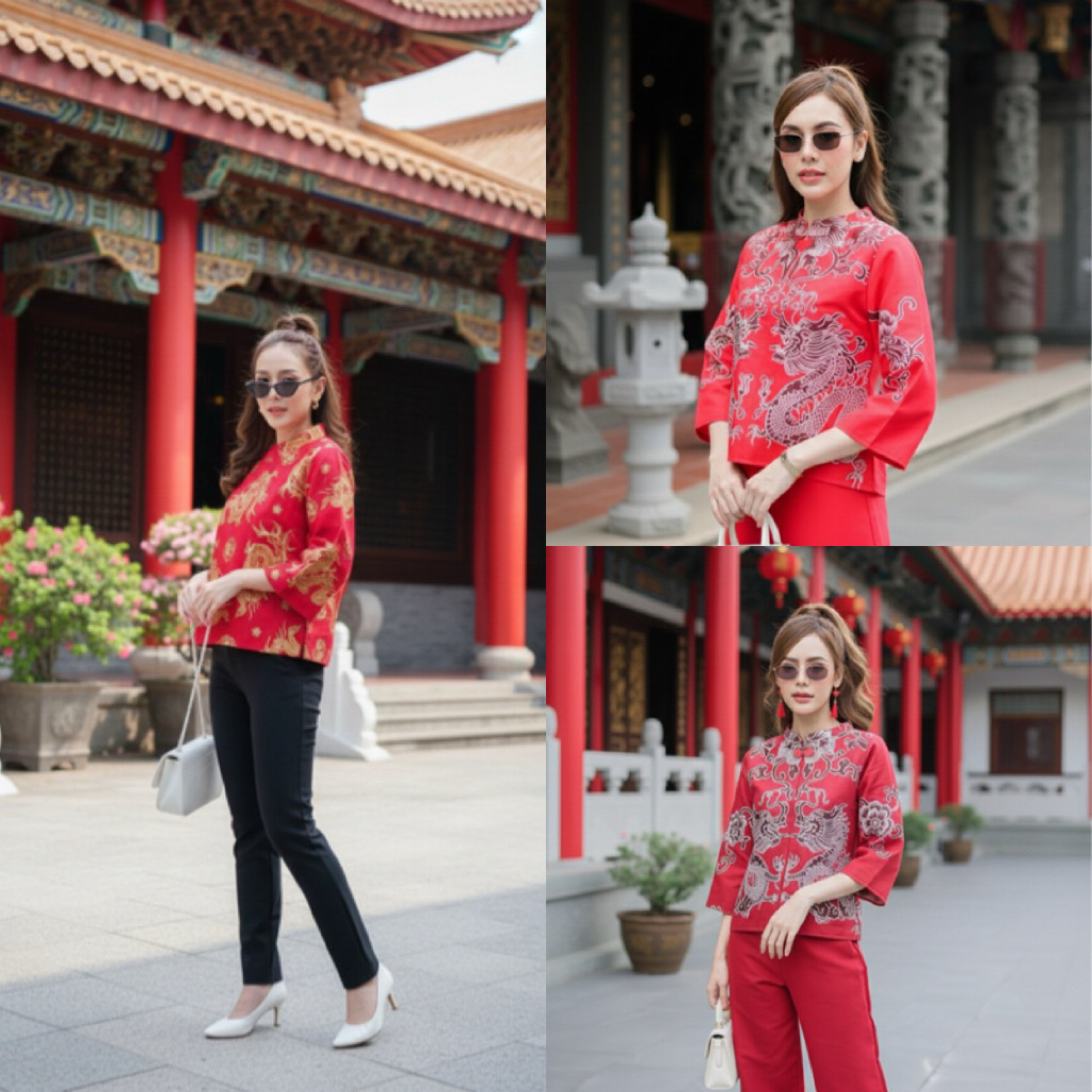 เสื้อผ้าฝ้าย พื้นเมือง เสื้อคุณนาย ผ้าหมักโคนพิมพ์ลาย ใส่สบาย ระบายอากาศดี