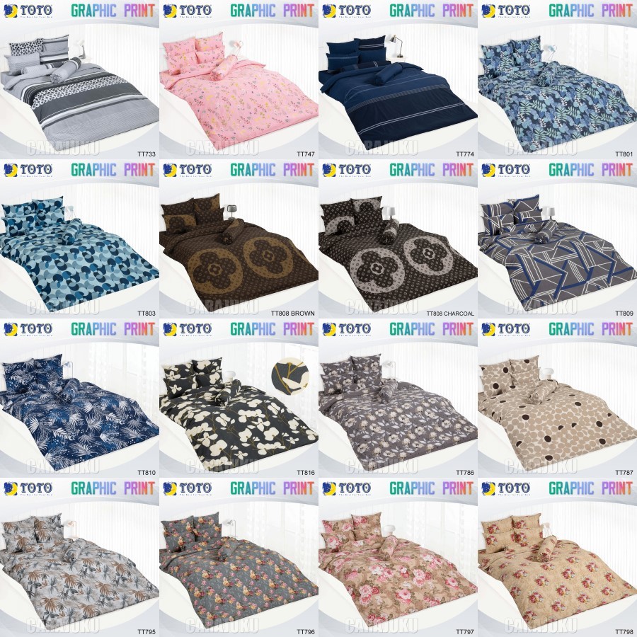 TOTO พิมพ์ลาย 2025 ผ้าปูที่นอน (ไม่รวมผ้านวม) #Total โตโต้ ลายกราฟฟิก TT733-TT819