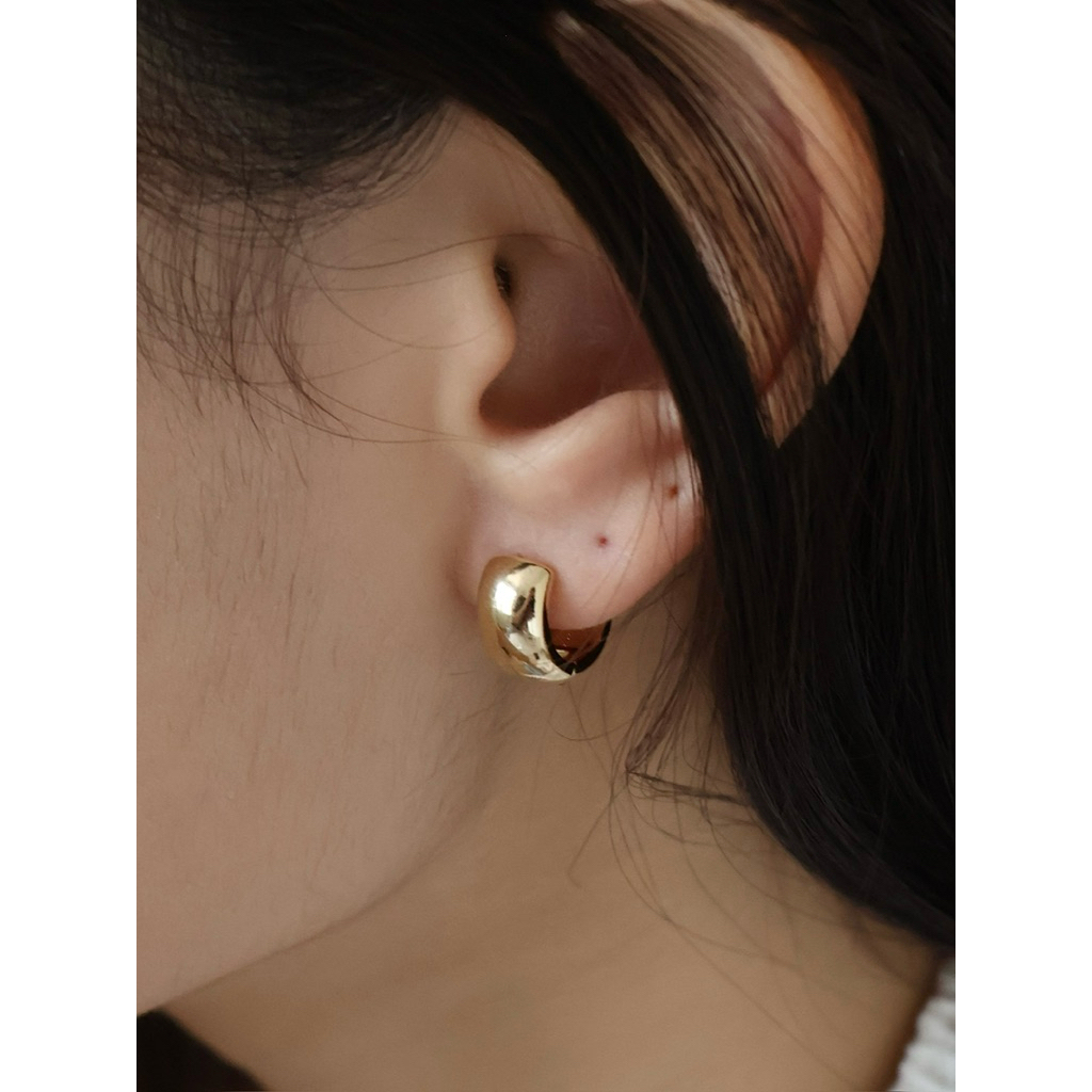 A.piece ต่างหูห่วง [silver 925 post] One-touch 101 collection : Thick one-touch earrings