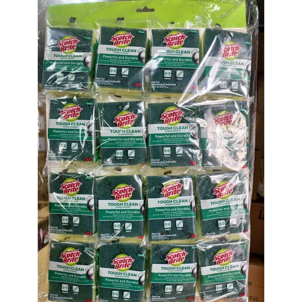 สก๊อตช์-ไบรต์ใยขัดพร้อมฟองน้ำเล็ก 3x4 นิ้ว แพ็ค 24 ชิ้นแถมฟรี5ชิ้นในแผง**กดสั่งครั้งละไม่เกิน5แผง**