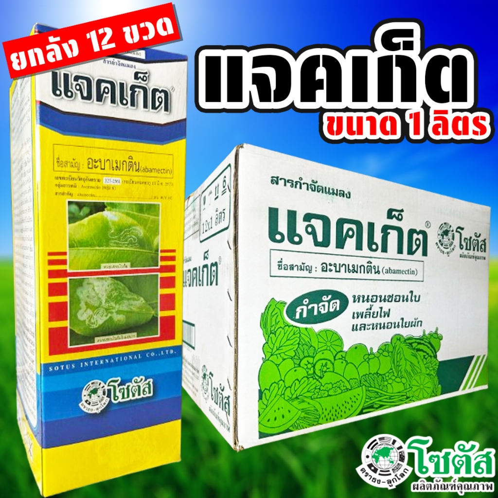 (ยกลัง12ขวด) แจคเก็ต อะบาเมกติน 1.8% EC ขนาด 1 ลิตร บริษัทโซตัส