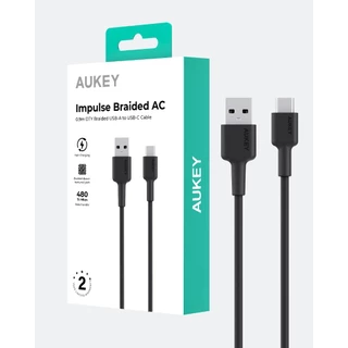 AUKEY CB-DAC05 สายชาร์จ Nylon USB-A to USB-C 3A QC3.0 รองรับ CarPlay (0.9m)