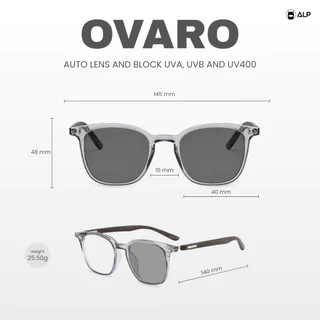 ALP Ovaro แว่นกรองแสงสีฟ้า เลนส์ออโต้เปลี่ยนสี ทรงสี่เหลี่ยม กรองแสงหน้าจอ ป้องกันUV400 ALP-SN0114