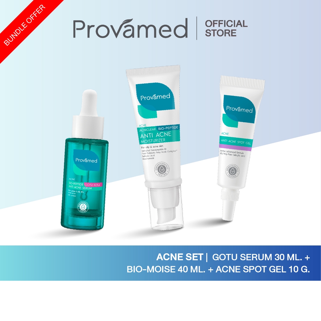 [ACNE SET] PROVAMED GOTU SERUM 30 ML, BIO-MOISE 40 ML, ACNE SPOT GEL 10 G