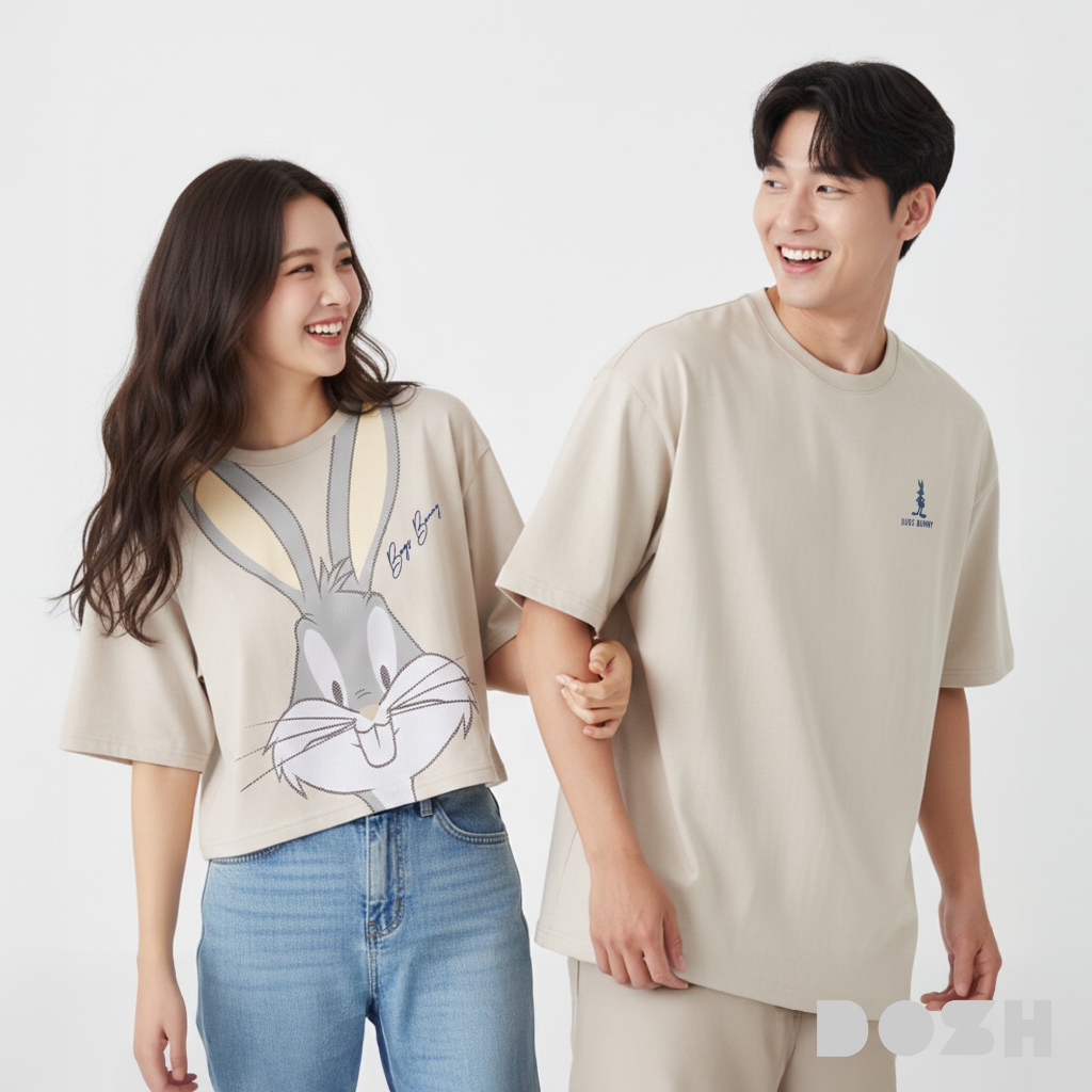 DOSH เสื้อยืดผู้หญิง-เสื้อยืดผู้ชาย (ลายคู่กัน) LOONEY TUNES DLTMT5002-DLTWT1002-KK