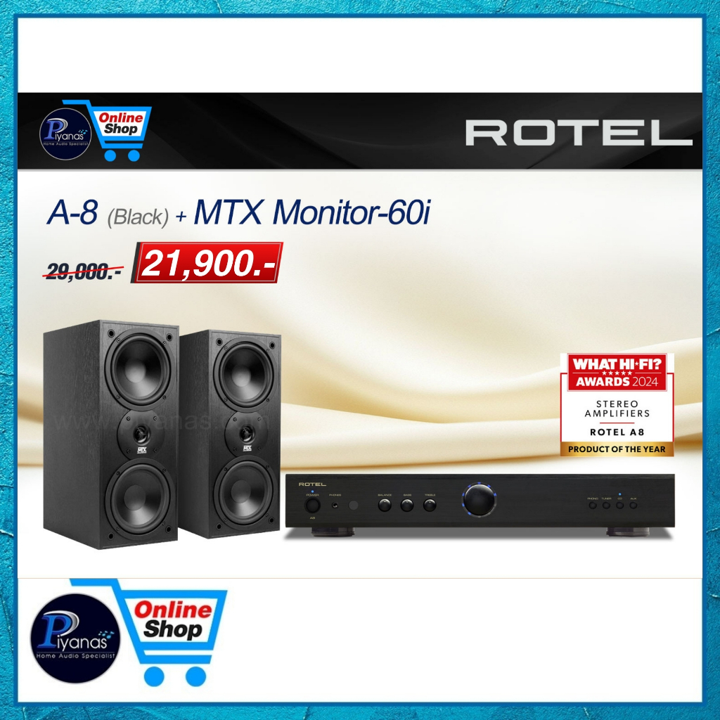 ROTEL : A-8 (BLACK)/(SILVER) + MTX MONITOR-60I /Piyanas Electric/ปิยะนัส อิเล็คทริคส์
