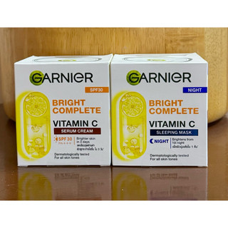 Garnier การ์นิเย่ ไบร์ท คอมพลีท (เซรั่มครีม SPF30 + ไนท์ครีม) 50 ml.