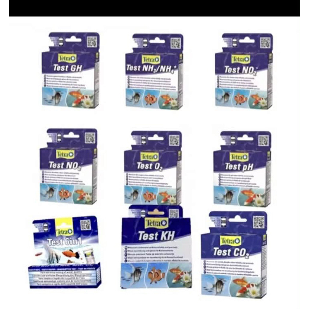 Tetra water Testตรวจคุณภาพน้ำชุดเทสน้าเตตราPH/No2/NO3/NH3+NH4/O2