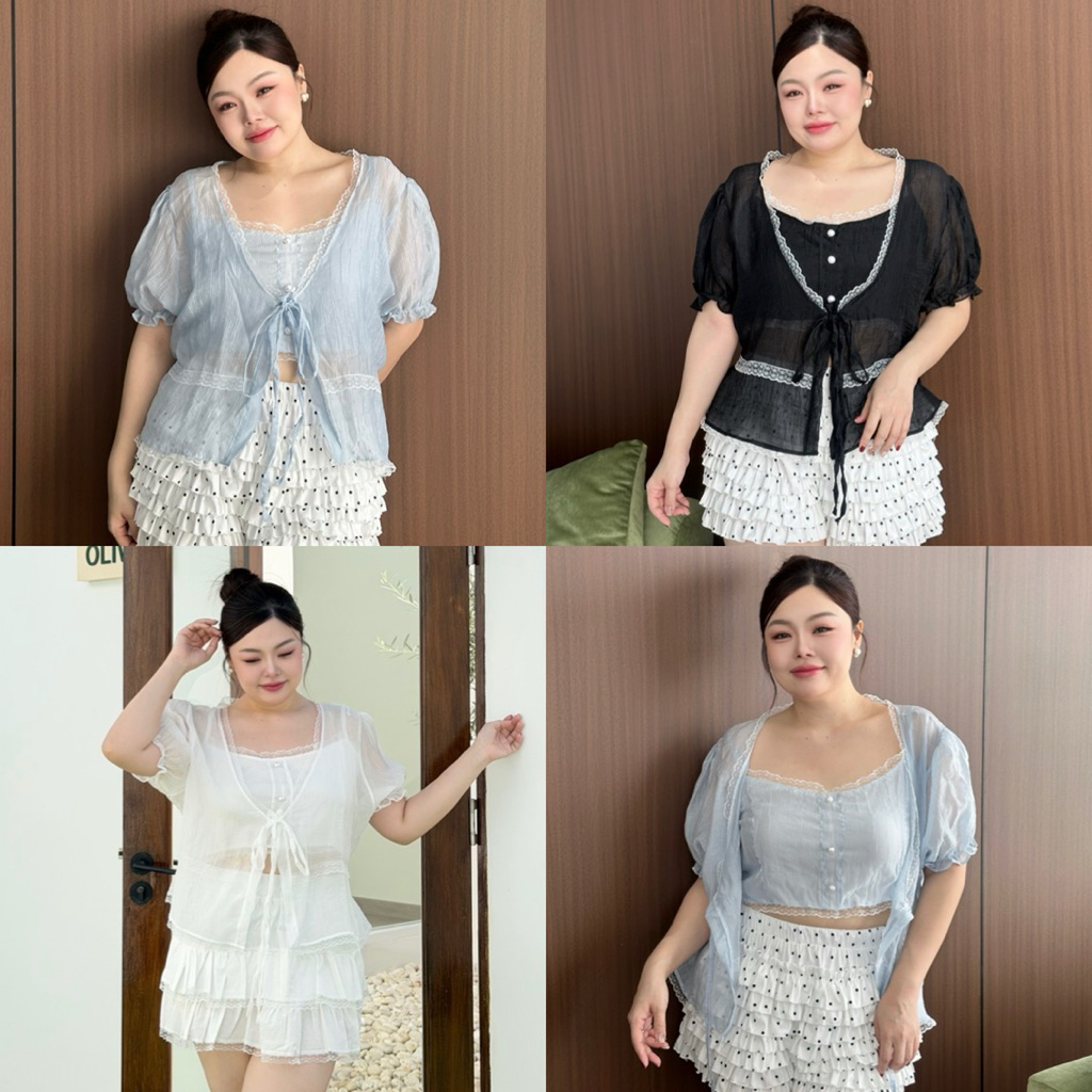 Mori Blouse 🌷เสื้อเซ็ต 2 ชิ้น ผ้าซีทรูแต่งลูกไม้น่ารักมากก