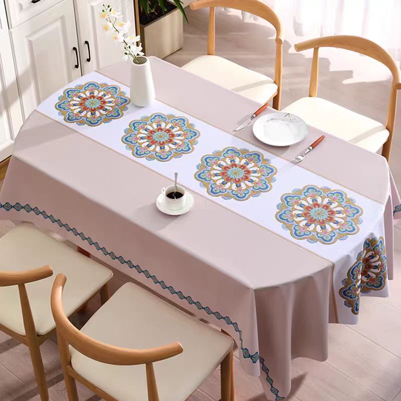 ผ้าปูโต๊ะลายดอกไม้สดใส กันน้ำ กันน้ำมัน ทำความสะอาดง่าย｜ใช้ได้ทั้งบ้าน / ร้านอาหาร ผ้าปูโต๊ะสี่เหลี่ยมผืนผ้า ป้องกันน้ำ - รูปที่ 3