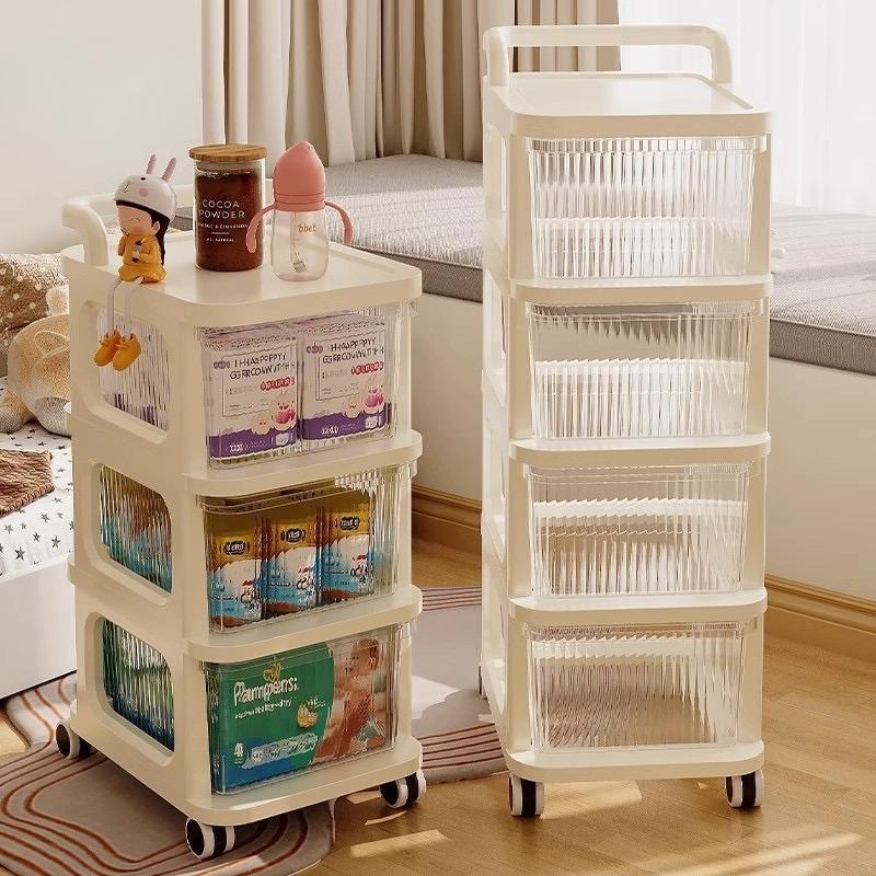🎋 ชั้นเก็บของรถเข็น ชั้นวางของ มีล้อ อเนกประสงค์ สามารถเคลื่อนไหวได้ 360 องศา