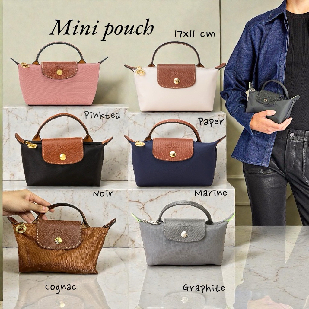 ✅Longchamp lepliage pouch (ไม่รวมสาย)11x17cm เลือกสีในตระกร้า