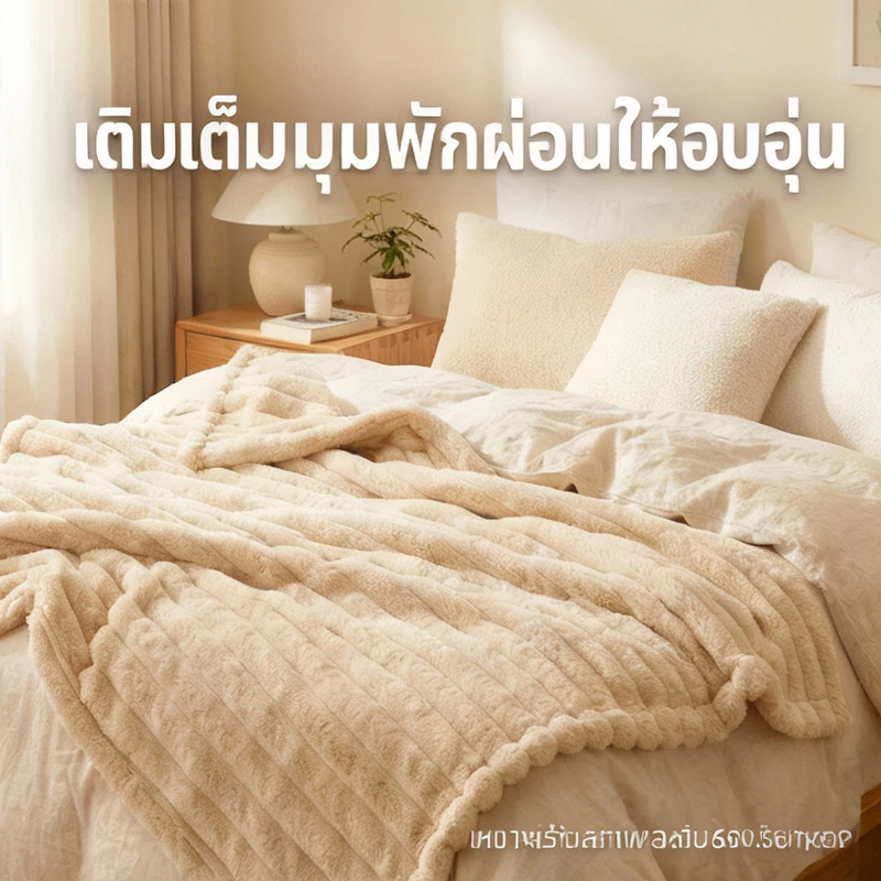 ผ้าห่มขนกระต่าย สีทึบ 5ฟุต/6ฟุต/6.5ฟุต thumbnail 10