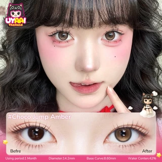 【FDA】คอนแทคเลนส์สายตา UYAAI -0.50~-4.00 Choco Jump series คอนแทคเลนส์สี 14.5mm Brown Midnight คอนแทคเลนส์รายเดือน