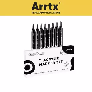 FOLIO ART : Arrtx ปากกาอะคริลิคมาร์คเกอร์ เซตสีดํา 8 แท่ง (Brush Tip+ Fine Tip) รหัส 94152