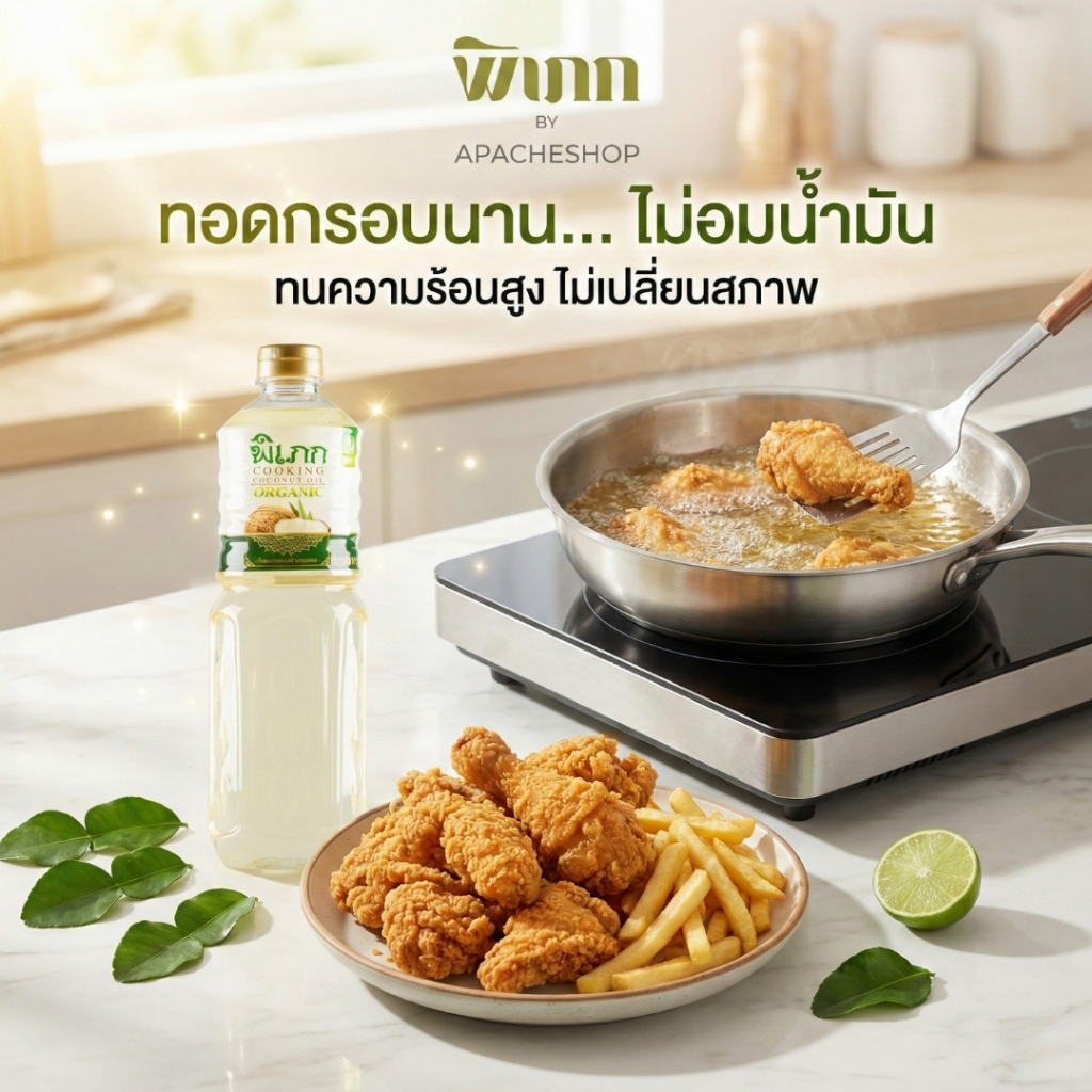 น้ำมันมะพร้าวทำอาหาร พิเภก | สำหรับผัด-ทอด คีโต | ทางเลือกที่ดีกว่าน้ำมันทำอาหารทั่วไป