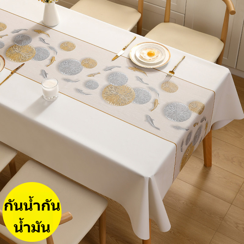 ผ้าปูโต๊ะPVC สไตล์ลักชัช กันน้ำกันมันไม่ลื่น สำหรับเลี้ยงครอบครัว จำเป็น กันริ้วรอยสะอาดง่ายตัดได้ตามต้องการ