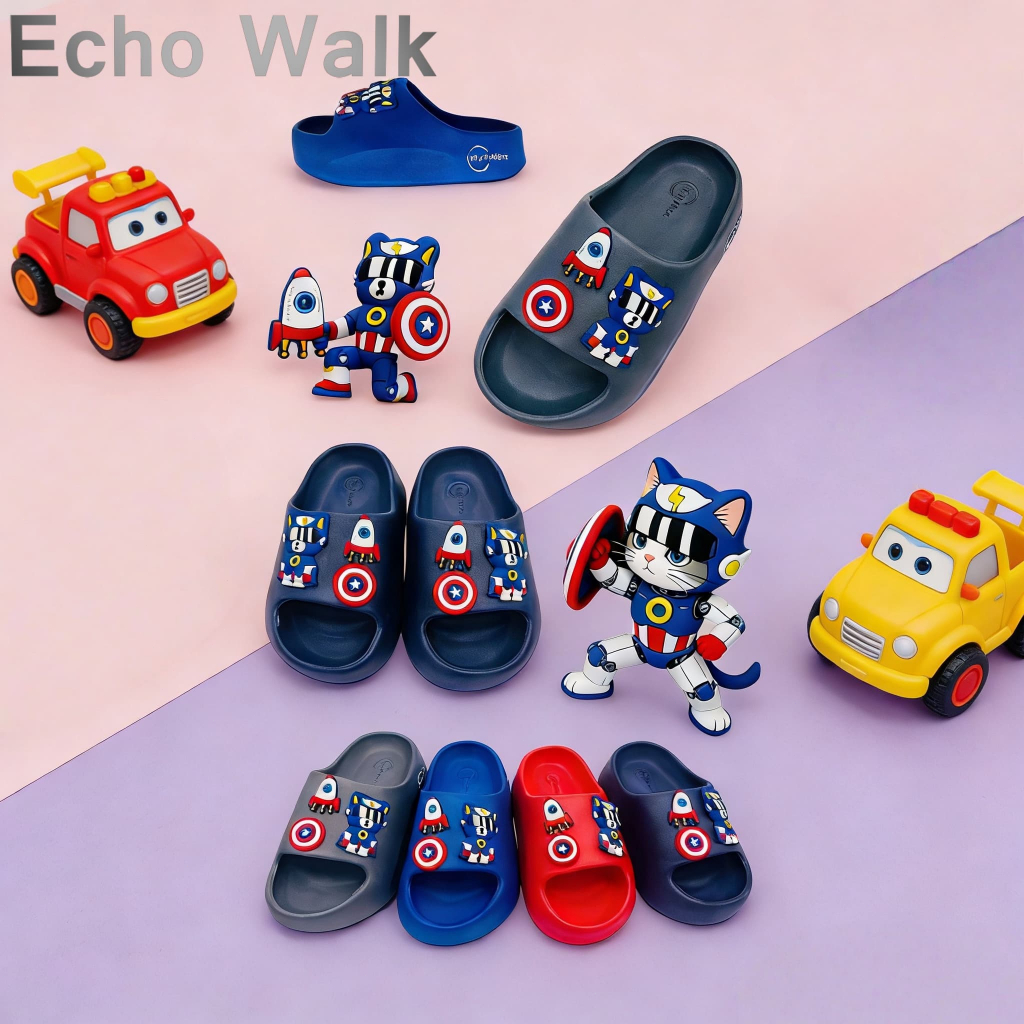 Echo Walk รองเท้าเด็ก EVA 👦🧒 ลายการ์ตูน 3D 🚀✨ เบา นุ่ม ใส่สบาย สีสดใส