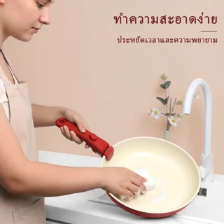 GIPP ชุดเครื่องครัวเซรามิค ชุดกระทะ กระทะเคลือบหินอ่อน 11ชิ้น ไม่ติดกทำความสะอาดง่าย ใช้ได้กับเตาทุกประเภท ด้ามถอดได้ก